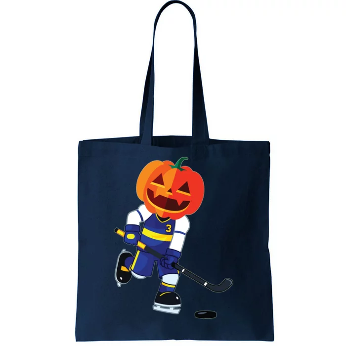 Halloween Ice Hockey Player Pumpkin Head Scary Gift Tote Bag