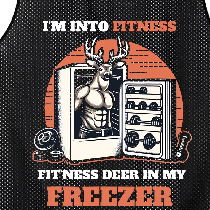 Hunting IM Into Fitness Deer Freezer Funny Hunter Dad Mesh Reversible Basketball Jersey Tank