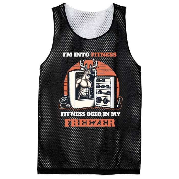 Hunting IM Into Fitness Deer Freezer Funny Hunter Dad Mesh Reversible Basketball Jersey Tank