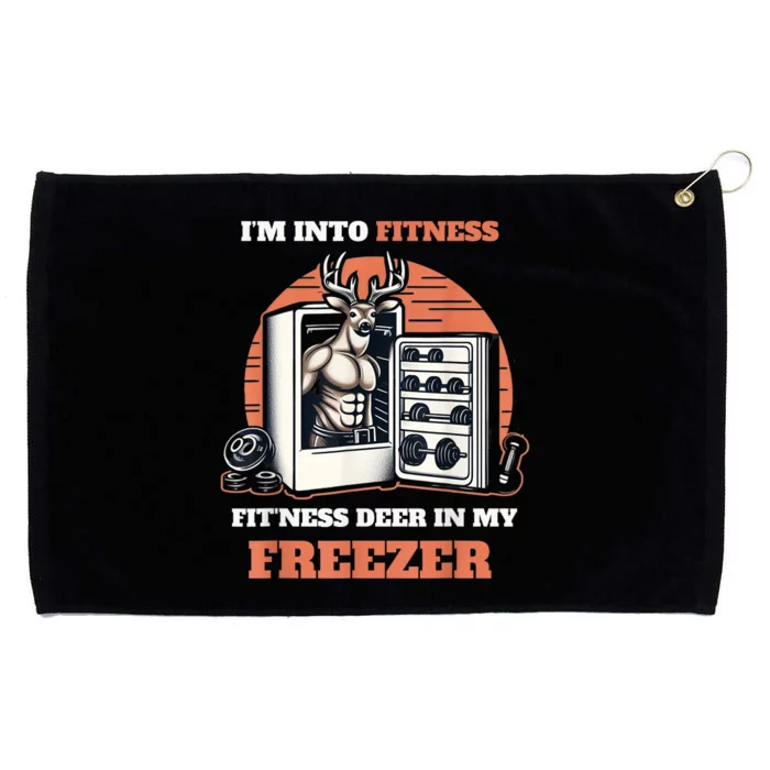 Hunting IM Into Fitness Deer Freezer Funny Hunter Dad Grommeted Golf Towel