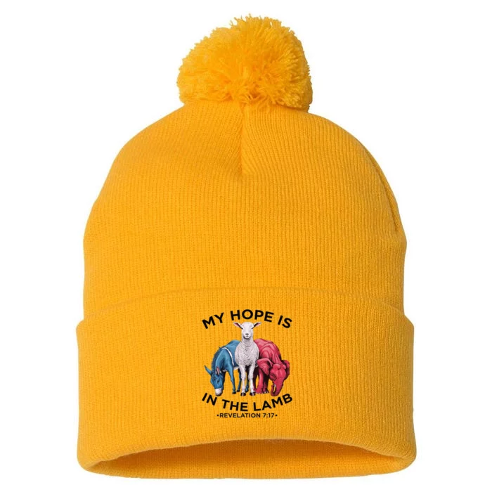 Hope Is In The Lamb My Christian God Jesus Lamb Lover Humor Pom Pom 12in Knit Beanie