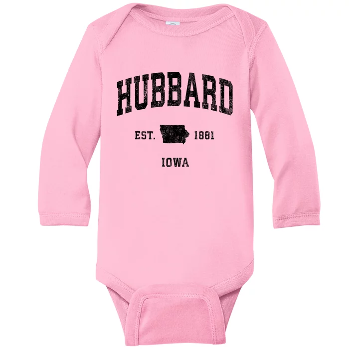 Hubbard Iowa Ia Vintage Established Athletic Sports Design Baby Long Sleeve Bodysuit