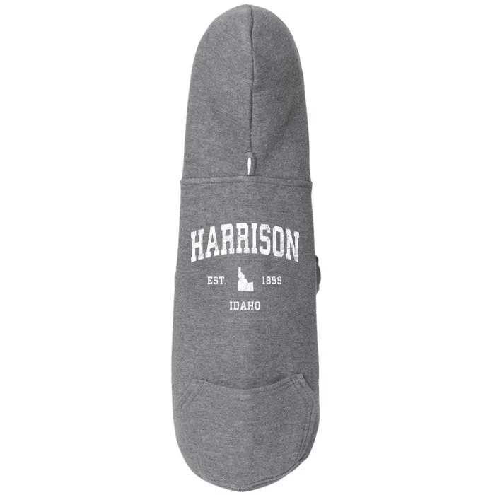 Harrison Idaho Id Vintage Athletic Sports Doggie 3-End Fleece Hoodie