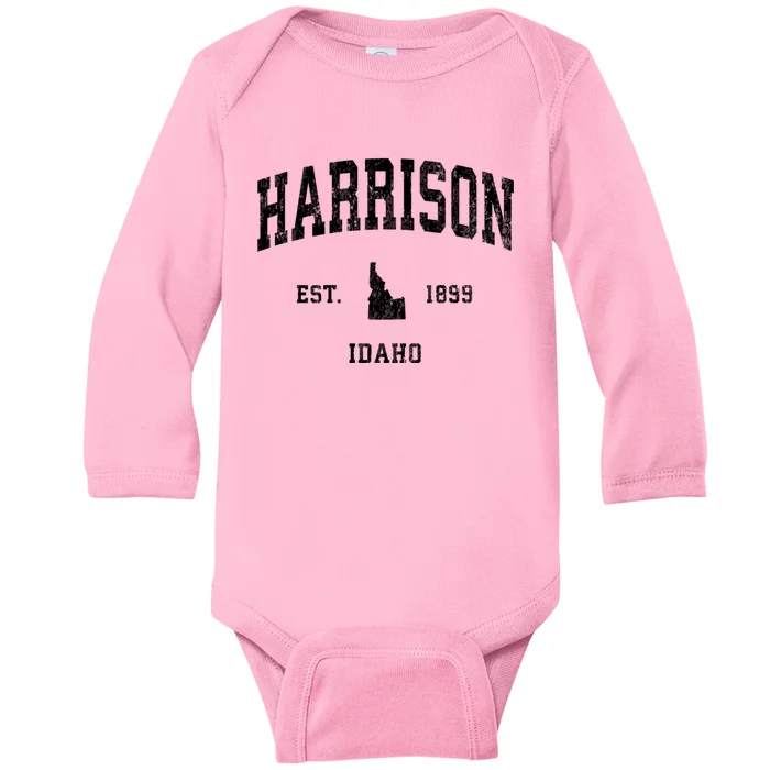 Harrison Idaho Id Vintage Athletic Sports Baby Long Sleeve Bodysuit