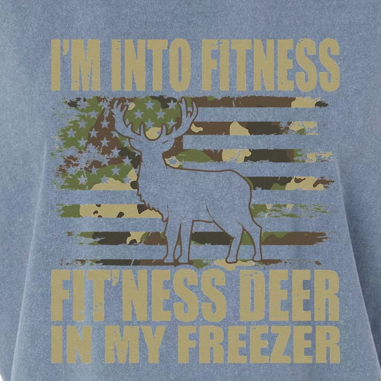 Hunting Im Into Fitness Fitness Deer In My Freezer Garment-Dyed Women's Muscle Tee