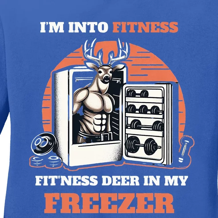 Hunting I'm Into Fitness Deer Freezer Funny Hunter Dad Ladies Long Sleeve Shirt