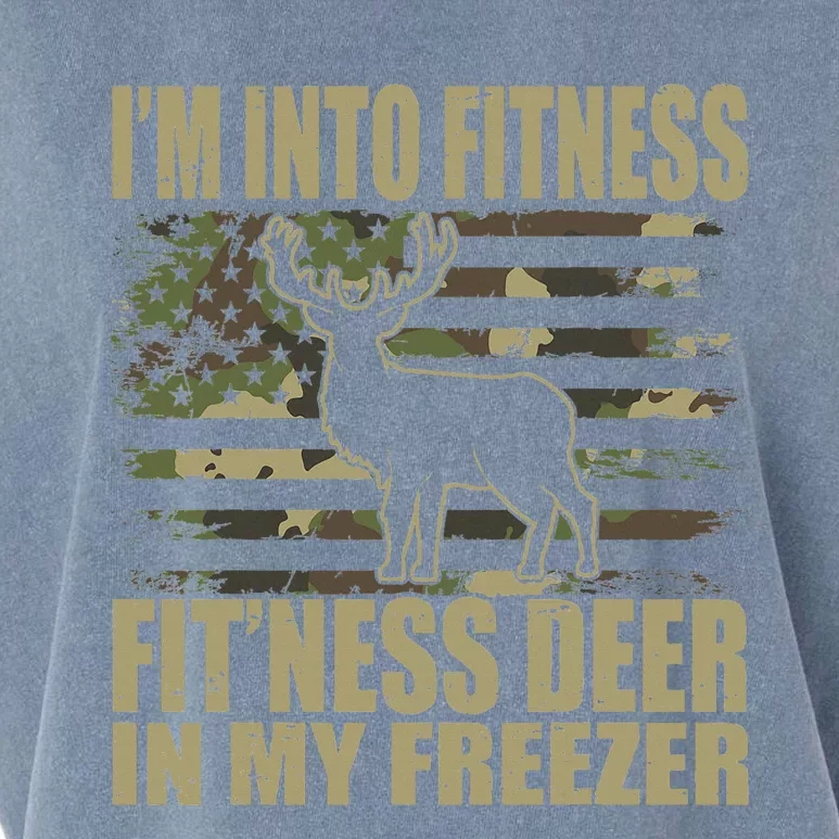 Hunting I'm Into Fitness Fit'ness Deer In My Freezer Garment-Dyed Women's Muscle Tee