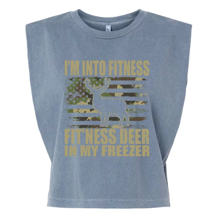 Hunting I'm Into Fitness Fit'ness Deer In My Freezer Garment-Dyed Women's Muscle Tee