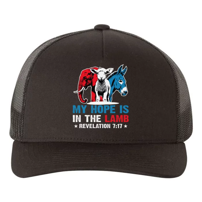 Hope Is In The Lamb My Christian God Jesus Humor Yupoong Adult 5-Panel Trucker Hat