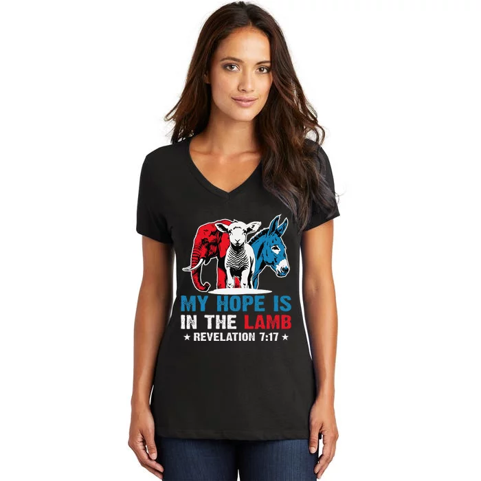 Hope Is In The Lamb My Christian God Jesus Humor Women's V-Neck T-Shirt