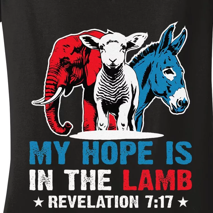 Hope Is In The Lamb My Christian God Jesus Humor Women's V-Neck T-Shirt