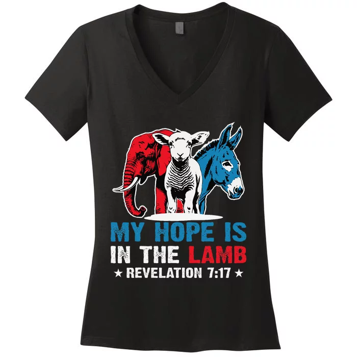 Hope Is In The Lamb My Christian God Jesus Humor Women's V-Neck T-Shirt