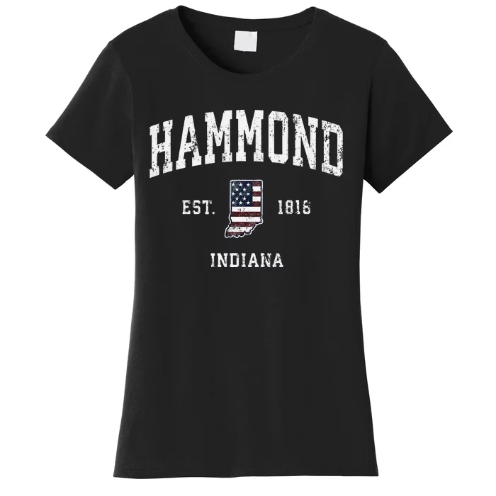 Hammond Indiana In Vintage American Flag Sports Design Women's T-Shirt