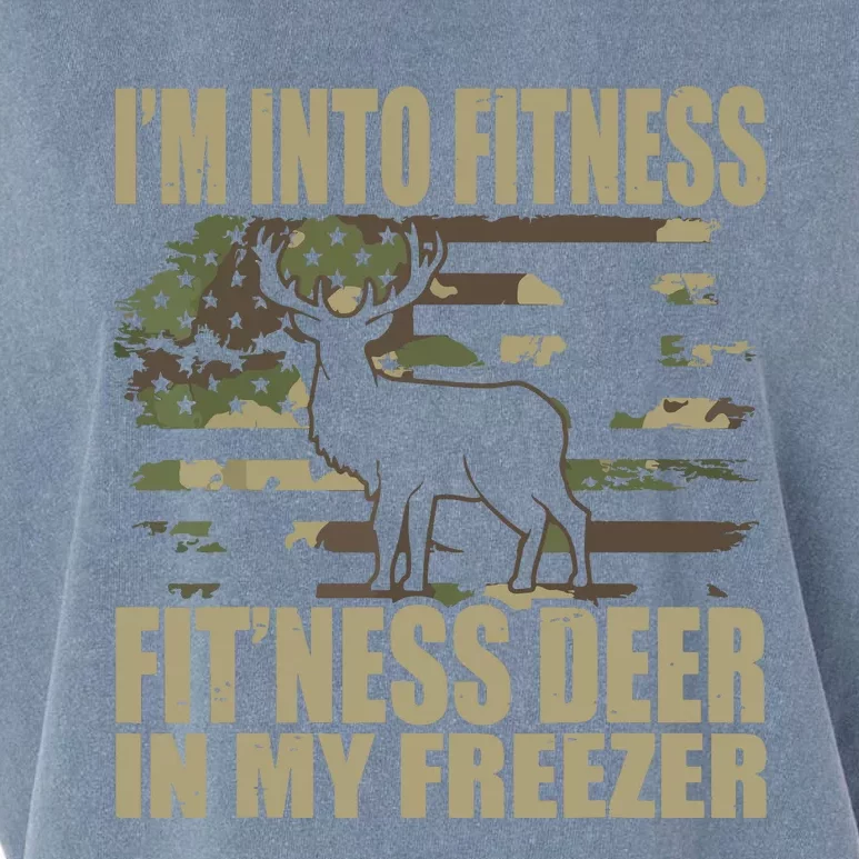 Hunting I'm Into Fitness Fit'ness Deer In My Freezer Garment-Dyed Women's Muscle Tee