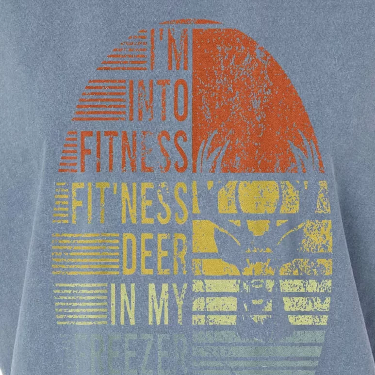 Hunting IM Into Fitness Deer Freezer Funny Hunter Dad Garment-Dyed Women's Muscle Tee