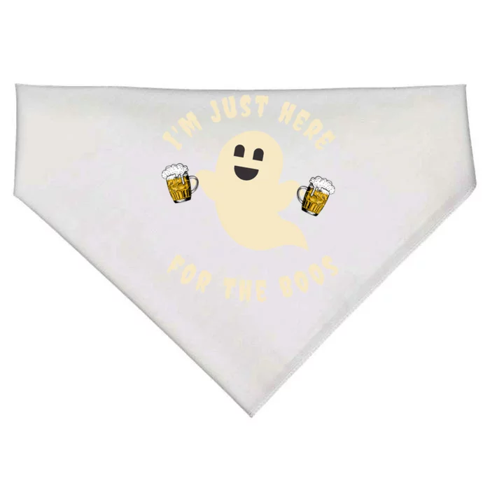 Halloween Ing Im Just Here For The Boos Gift USA-Made Doggie Bandana