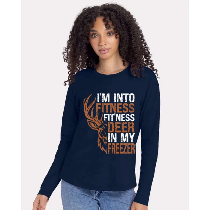 Huntingshirt IM Into Fitness Deer Freezer Funny Hunter Dad Womens Cotton Relaxed Long Sleeve T-Shirt