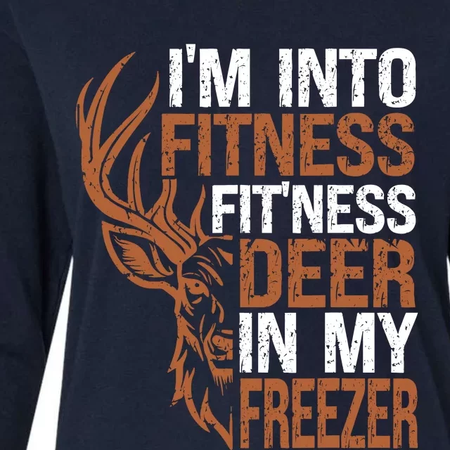 Huntingshirt IM Into Fitness Deer Freezer Funny Hunter Dad Womens Cotton Relaxed Long Sleeve T-Shirt