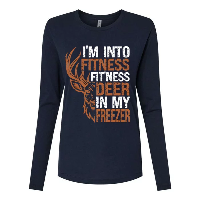 Huntingshirt IM Into Fitness Deer Freezer Funny Hunter Dad Womens Cotton Relaxed Long Sleeve T-Shirt