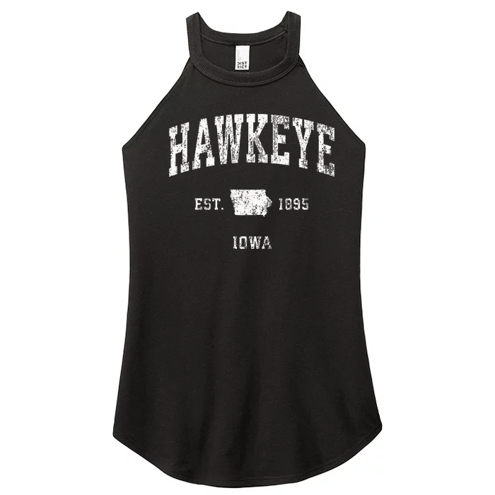 Hawkeye Iowa Ia Vintage Athletic Sports Design Women’s Perfect Tri Rocker Tank