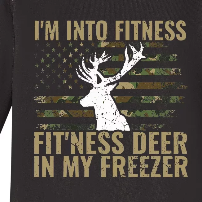 Hunting I'm Into Fitness Deer Freezer Baby Long Sleeve Bodysuit