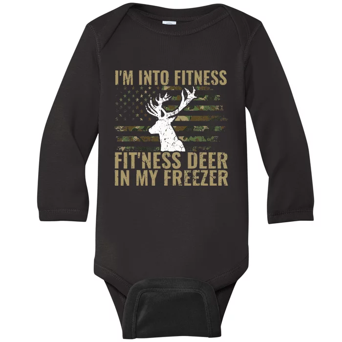 Hunting I'm Into Fitness Deer Freezer Baby Long Sleeve Bodysuit