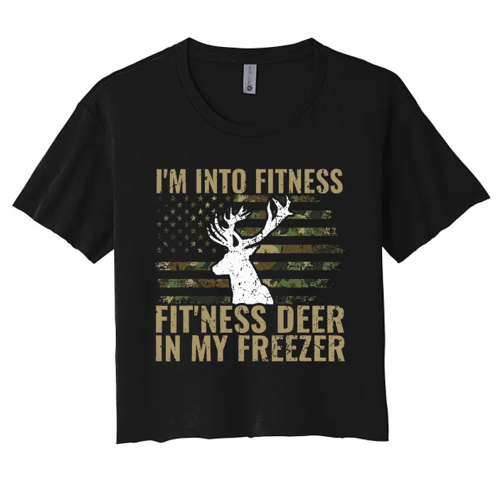 Hunting I'm Into Fitness Deer Freezer Women's Crop Top Tee