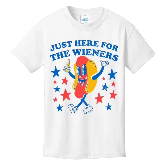 Hotdog IM Just Here For The Wieners Kids T-Shirt