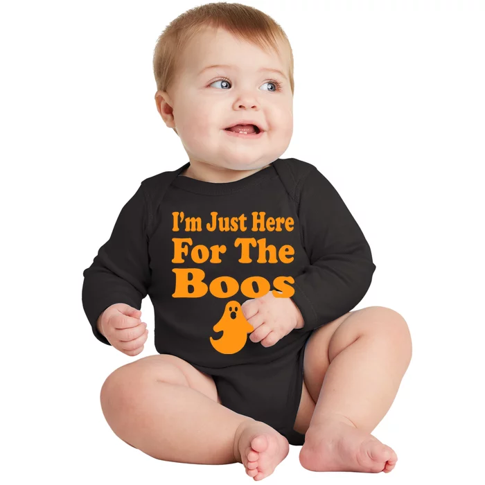 Halloween Im Just Here For The Boos Baby Long Sleeve Bodysuit