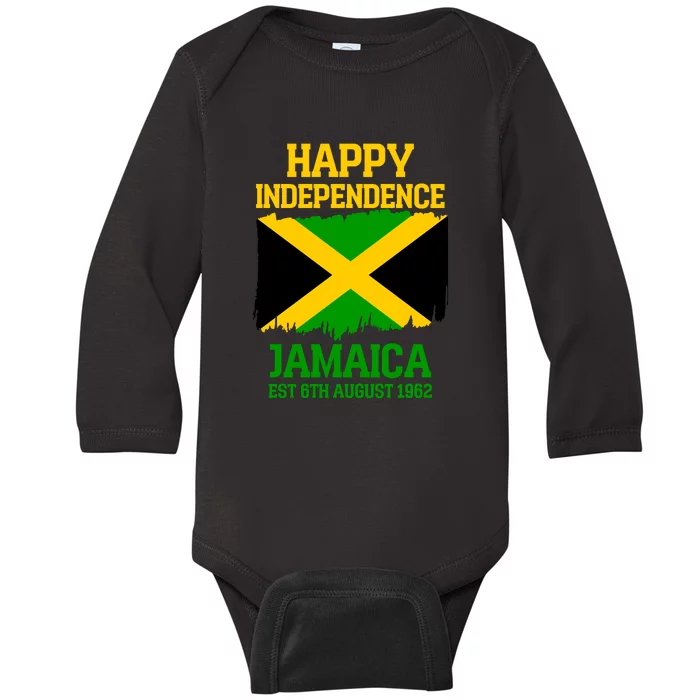 Happy Independence Jamaica Est 6th August 1962 Jamaican Flag Baby Long Sleeve Bodysuit