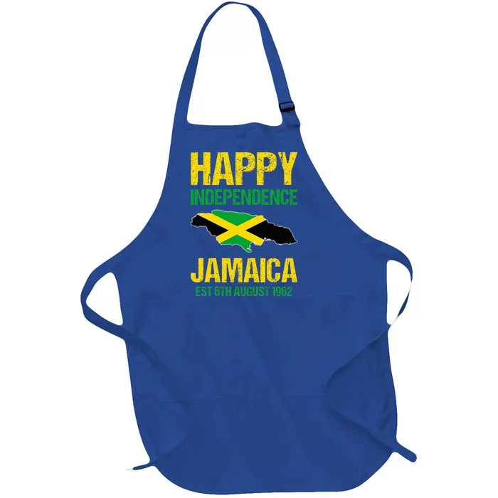 Happy Independence Jamaica Est 6th August 1962 Jamaican Full-Length Apron With Pocket