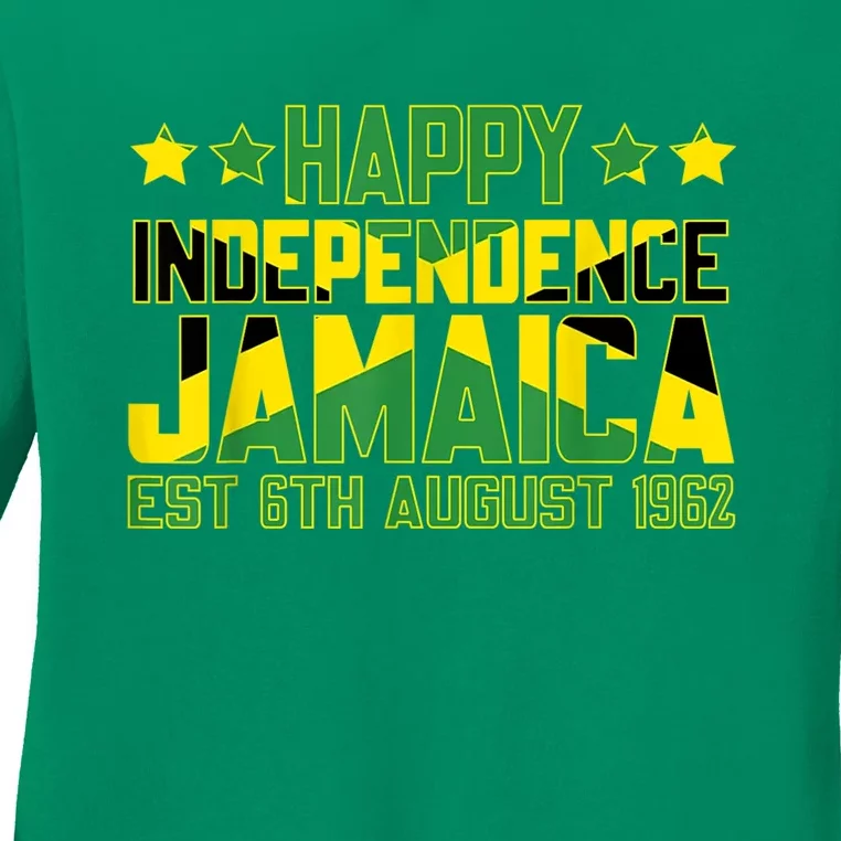 Happy Independence Jamaica Est 6th August 1962 Jamaican Flag Ladies Long Sleeve Shirt