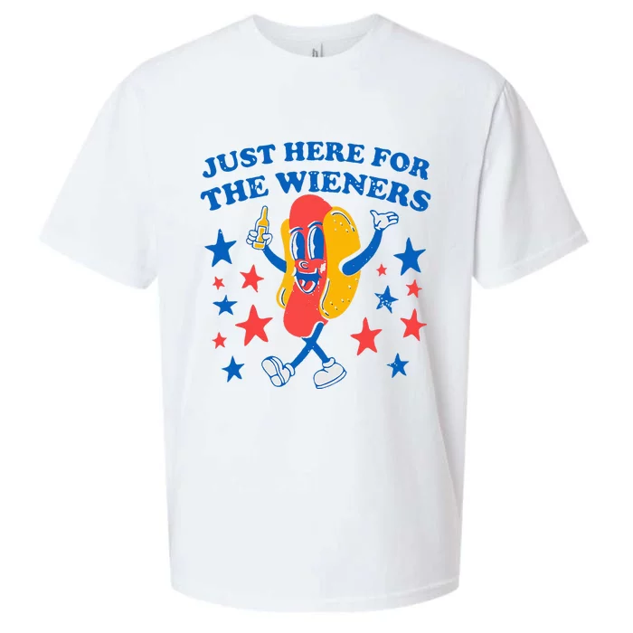 Hotdog IM Just Here For The Wieners 4th Of July Sueded Cloud Jersey T-Shirt