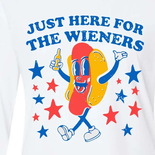 Hotdog IM Just Here For The Wieners 4th Of July Womens Cotton Relaxed Long Sleeve T-Shirt