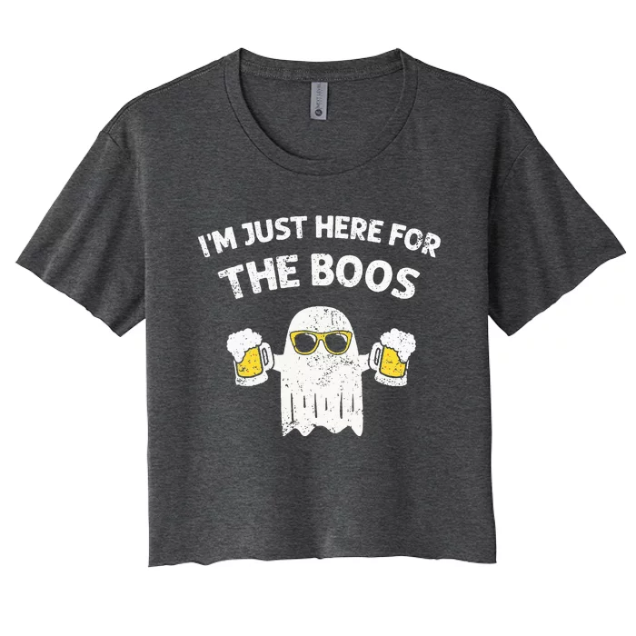 Halloween Im Just Here For Boos Halloween Beer Lovers Women's Crop Top Tee