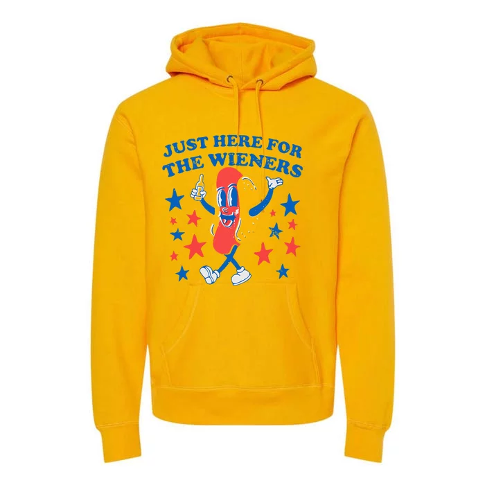 Hotdog IM Just Here For The Wieners Premium Hoodie