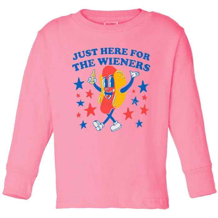 Hotdog IM Just Here For The Wieners Toddler Long Sleeve Shirt