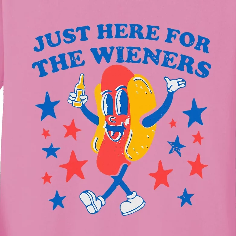 Hotdog IM Just Here For The Wieners Kids Long Sleeve Shirt