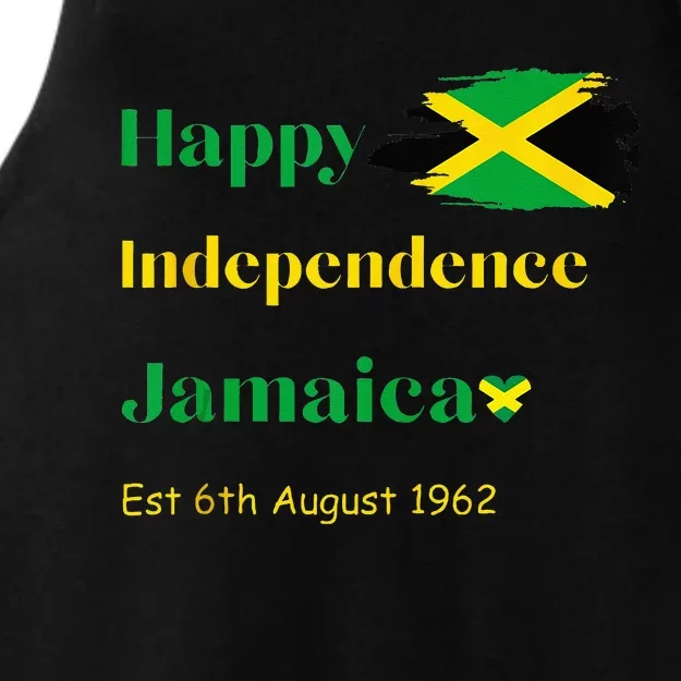 Happy Independence Jamaica Day Jamaican Flag 1962 Ladies Tri-Blend Wicking Tank