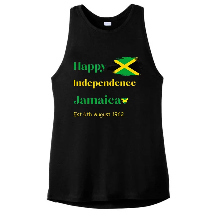 Happy Independence Jamaica Day Jamaican Flag 1962 Ladies Tri-Blend Wicking Tank