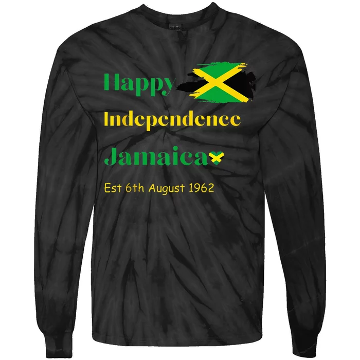 Happy Independence Jamaica Day Jamaican Flag 1962 Tie-Dye Long Sleeve Shirt