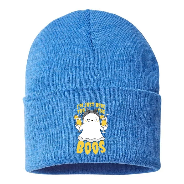 Halloween Im Just Here For The Boos Funny Cool Gift Sustainable Knit Beanie