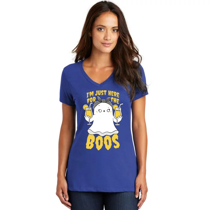 Halloween Im Just Here For The Boos Funny Cool Gift Women's V-Neck T-Shirt