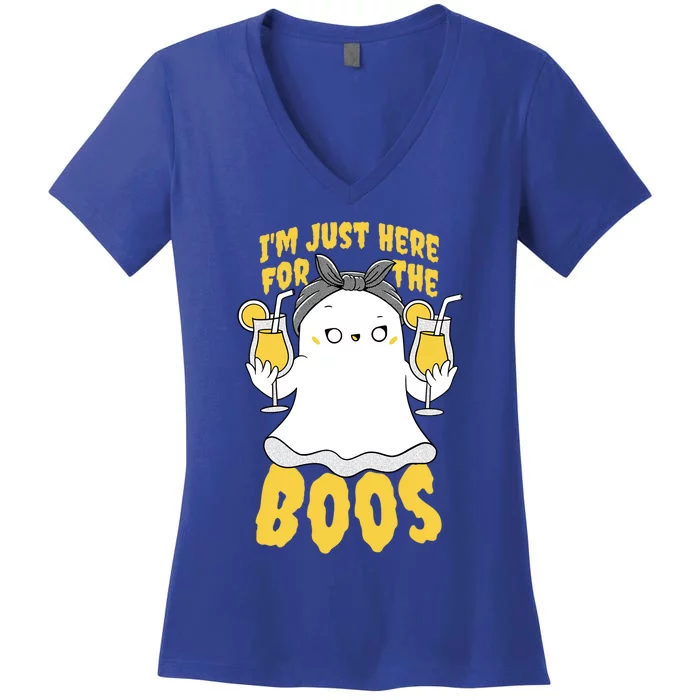 Halloween Im Just Here For The Boos Funny Cool Gift Women's V-Neck T-Shirt