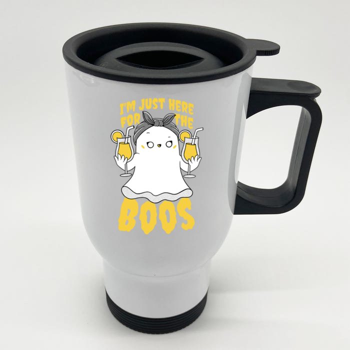 Halloween Im Just Here For The Boos Funny Cool Gift Front & Back Stainless Steel Travel Mug