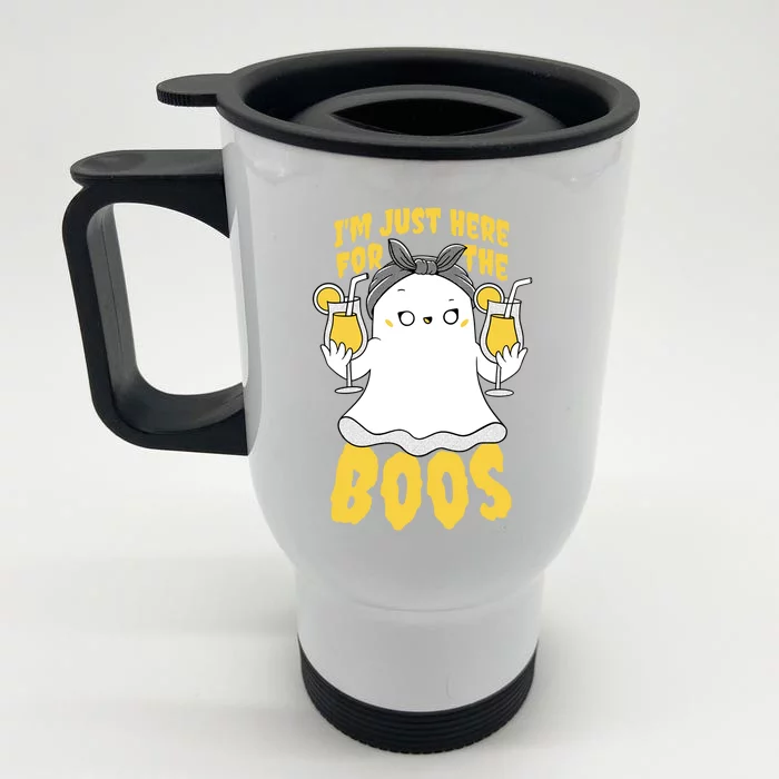 Halloween Im Just Here For The Boos Funny Cool Gift Front & Back Stainless Steel Travel Mug