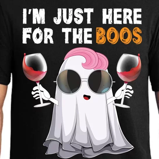 Halloween Im Just Here For The Boos Red Wine Gift Pajama Set