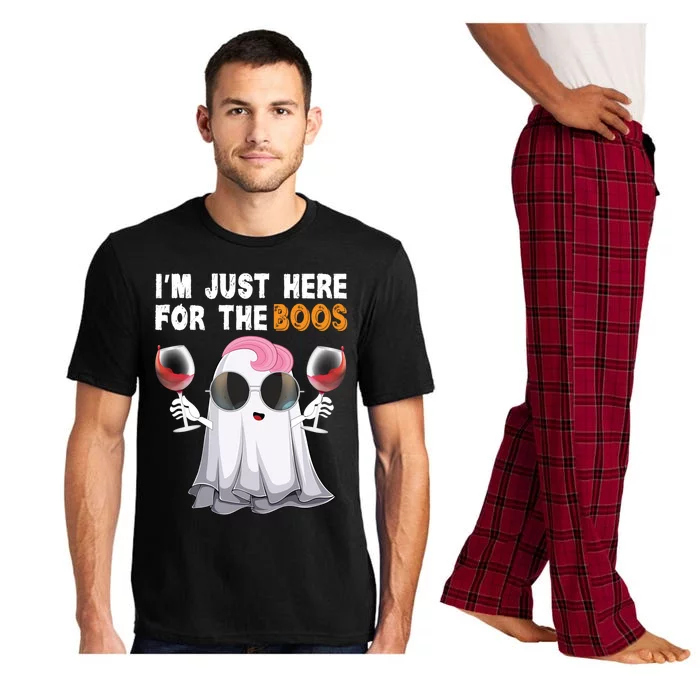 Halloween Im Just Here For The Boos Red Wine Gift Pajama Set