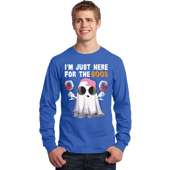 Halloween Im Just Here For The Boos Red Wine Gift Long Sleeve Shirt