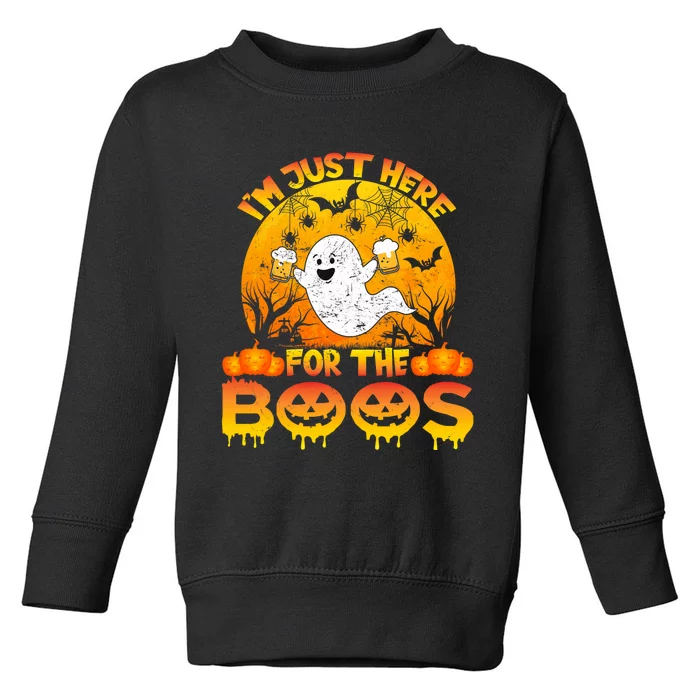 Halloween IM Just Here For The Boos Funny Ghost Costume Toddler Sweatshirt